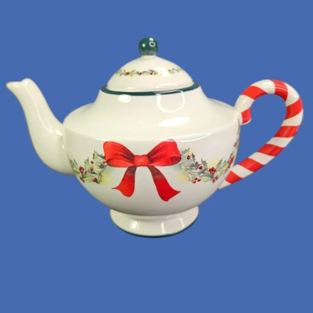 Sandy Lynam Clough Teapot Christmas Windows Of The Heart Tea Pot With Lid Floral